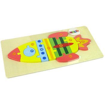 Zestaw Drewnianych Puzzli Rakieta Liczby