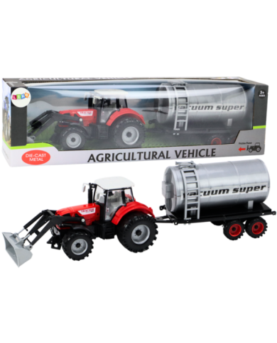 Traktor Rolniczy Koparka z Cysterną Napęd Czerwony