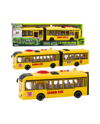 Autobus Przegubowy Szkolny Otwierane Drzwi Światła Dźwięki Żółty 1:16