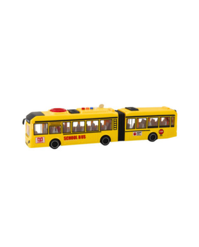 Autobus Przegubowy Szkolny Otwierane Drzwi Światła Dźwięki Żółty 1:16
