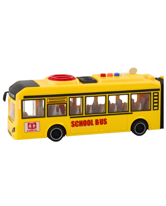 Autobus Przegubowy Szkolny Otwierane Drzwi Światła Dźwięki Żółty 1:16