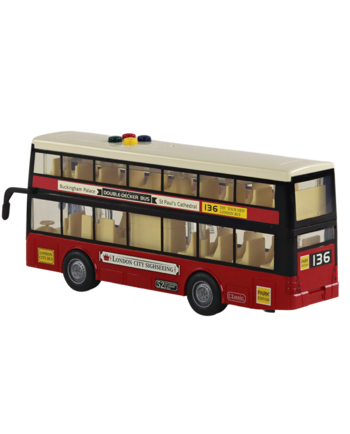 Autobus Piętrowy Miejski Światła Dźwięki Czerwony 1:16