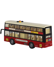 Autobus Piętrowy Miejski Światła Dźwięki Czerwony 1:16