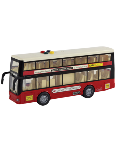 Autobus Piętrowy Miejski Światła Dźwięki Czerwony 1:16