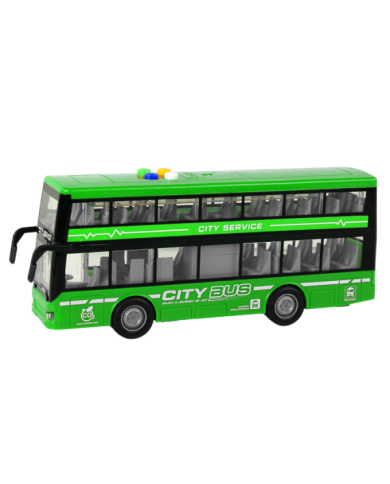 Autobus Piętrowy Na Baterie Światła Dźwięki Napęd Frykcyjny Zielony 1:16