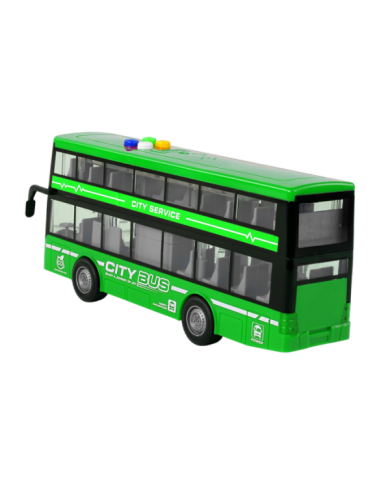 Autobus Piętrowy Na Baterie Światła Dźwięki Napęd Frykcyjny Zielony 1:16