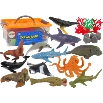 Zwierzęta Morskie Ryby Zestaw Figurki W Pudełku Akcesoria 24 szt.