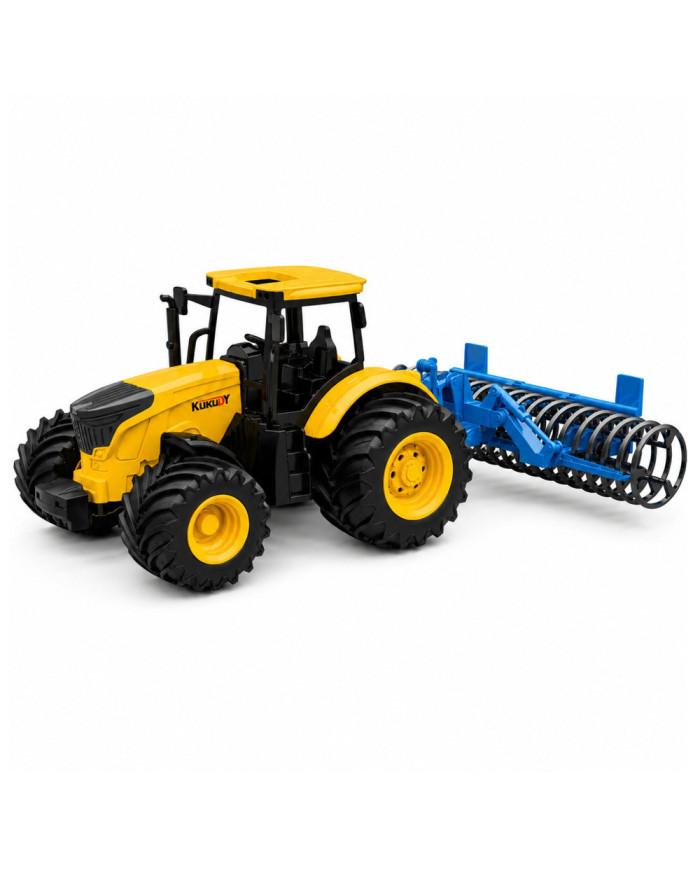 Traktor Rolniczy Farmerski z Wałem Uprawowym Światła Dźwięki Żółty 1:24
