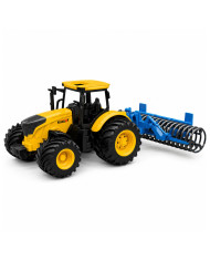 Traktor Rolniczy Farmerski z Wałem Uprawowym Światła Dźwięki Żółty 1:24