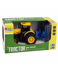Traktor Rolniczy Farmerski z Wałem Uprawowym Światła Dźwięki Żółty 1:24