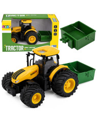 Traktor Rolniczy Farmerski Z Rozsiewaczem Nawozu Światła Dźwięk Żółty 1:24