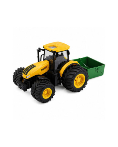Traktor Rolniczy Farmerski Z Rozsiewaczem Nawozu Światła Dźwięk Żółty 1:24