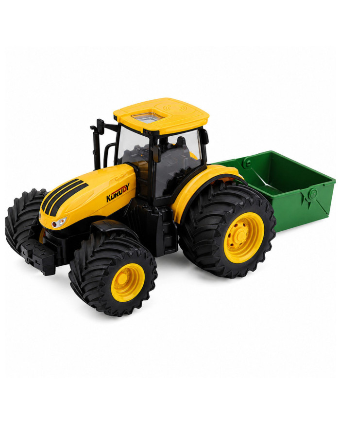 Traktor Rolniczy Farmerski Z Rozsiewaczem Nawozu Światła Dźwięk Żółty 1:24