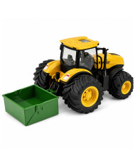 Traktor Rolniczy Farmerski Z Rozsiewaczem Nawozu Światła Dźwięk Żółty 1:24