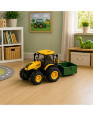 Traktor Rolniczy Farmerski Z Rozsiewaczem Nawozu Światła Dźwięk Żółty 1:24