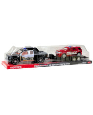 Zestaw Samochód Policyjny Terenowy Z Lawetą i Radiowozem