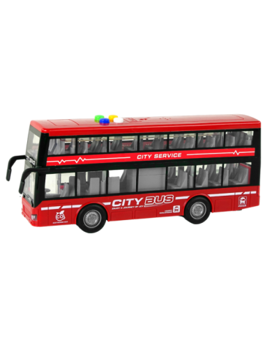 Autobus Piętrowy Na Baterie Światła Dźwięki Napęd Frykcyjny Czerwony 1:16