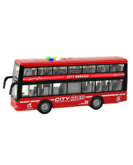 Autobus Piętrowy Na Baterie Światła Dźwięki Napęd Frykcyjny Czerwony 1:16