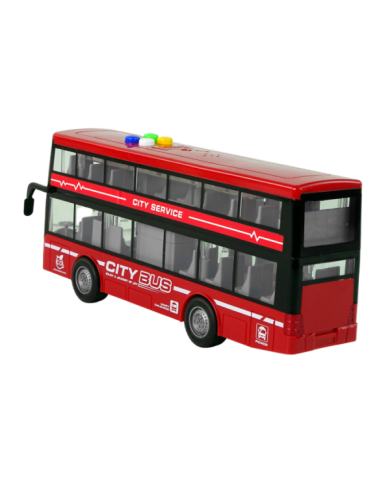 Autobus Piętrowy Na Baterie Światła Dźwięki Napęd Frykcyjny Czerwony 1:16