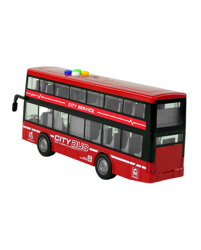 Autobus Piętrowy Na Baterie Światła Dźwięki Napęd Frykcyjny Czerwony 1:16