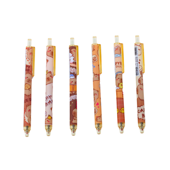 Zestaw Długopisów Z Kapibarą 6 Sztuk Niebieski Tusz