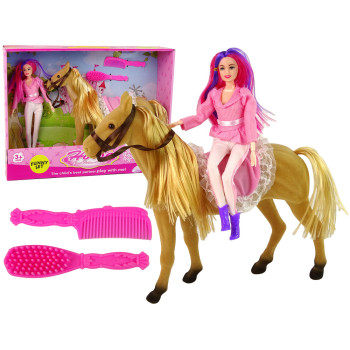 Lalka Jeździec z Brązowym Kucykiem Figurki