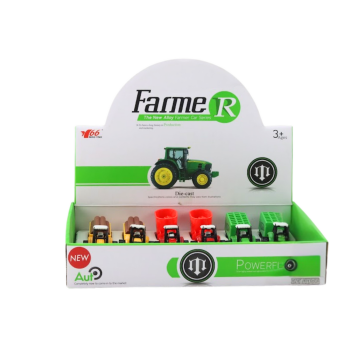 Traktor Z Przyczepą Koparka Spychacz Maszyna Żółty Zielony Czerwony