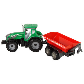 Zielony Traktor z Czerwoną Przyczepką Napęd Frykcyjny