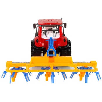 Czerwony Ciągnik ze Zgrabiarką Napęd Frykcyjny