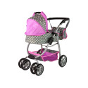 Wózek Dla Lalek Spacerówka 2 w 1 Gondola Torba Różowy Gwiazdki