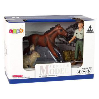 Zestaw Figurek Zwierzęta Koń Zając Rolnik