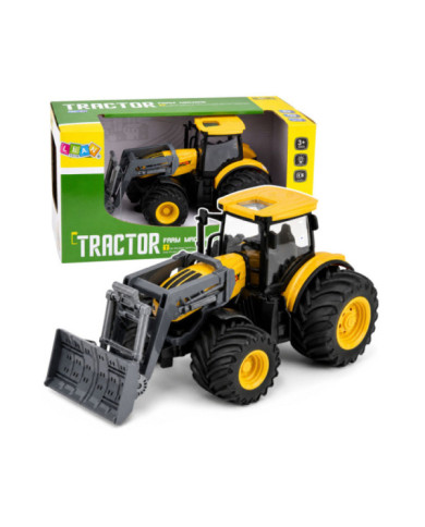 Traktor Rolniczy Farmerski Ze Spychaczem Światła Dźwięki Żółty 1:24