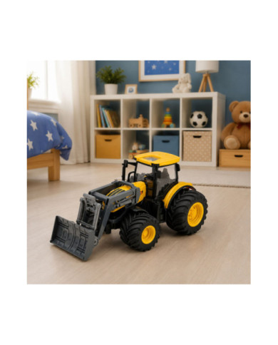 Traktor Rolniczy Farmerski Ze Spychaczem Światła Dźwięki Żółty 1:24