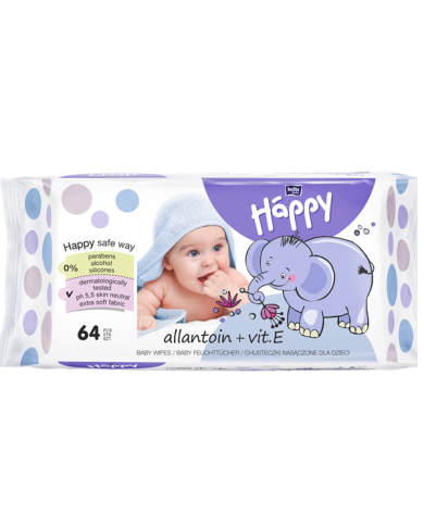 Chusteczki nasączone Happy z wit.E i alantoiną 64 szt.