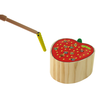 Drewniana Gra Truskawka Złap Robaczka Magnetyczna