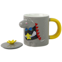 Kubek Ceramiczny z Pokrywką Szary Dinozaur 400 ml
