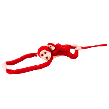 Maskotka Pluszowa Małpka z Dzieckiem Czerwona 70 cm