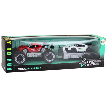 Auto Terenowe Czerwone Laweta Pojazd Sportowy Zestaw