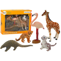 Zestaw Figurek Zwierzęta Żyrafa Flaming Słoń Tygrys
