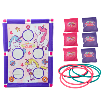 Gra Zręcznościowa Rzut Woreczkiem Obręczą 2w1 Plansza Jednorożce