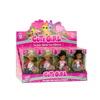 Mini Laleczka Długie Włosy Ubranko Kolorowe Zwierzątko