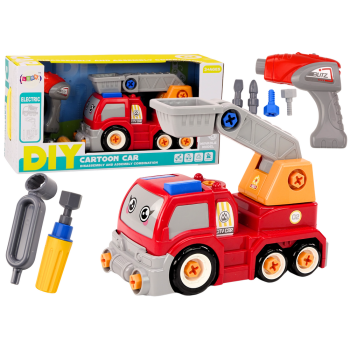 Ciężarówka Z Wysięgnikiem Kreskówkowa Do Rozkręcania DIY Czerwony