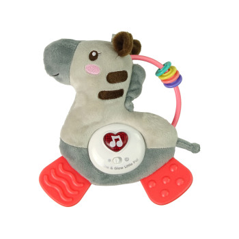 Interaktywna Edukacyjna Zebra Szara Dźwięk Melodie Gryzak Grzechotka