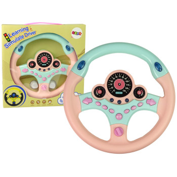 Interaktywna Kierownica Różowa Symulator Jazdy Dźwięki Światła