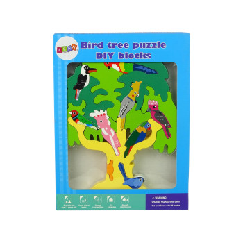 Drewniane Drzewo Ptaki Papugi DIY Klocki Drewniane Puzzle