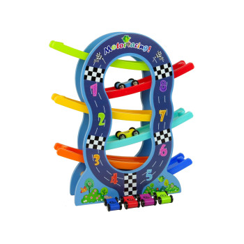 Drewniana Zjeżdżalnia 6 Poziomów Autka Liczby