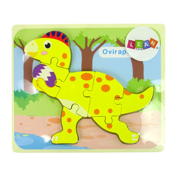 Drewniane Puzzle Dinozaur Stegosaurus Żółty Oviraptor Żółty