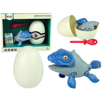 Zestaw Dinozaur Mosasaur z Jajkiem DIY Śrubokręt Niebieski