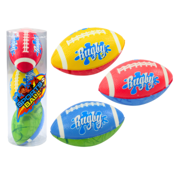 Zestaw 3 Piankowych Piłek Do Rugby 3 Kolory