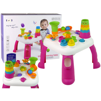 Interaktywny Stolik Edukacyjny Sorter Zjeżdżalnia Piłeczek Różowy